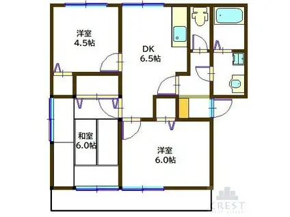 アメニティータウン千代田(3DK/2階)の間取り写真