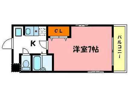 パラドール魚住II(1K/3階)の間取り写真