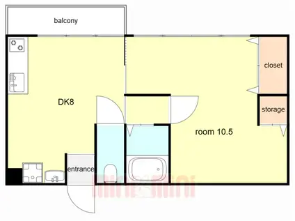 シルフィード・ドゥ・ARATA(1DK/4階)の間取り写真