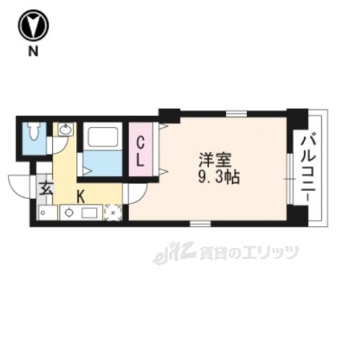 ハウスセゾン御所南(1K/10階)の間取り写真