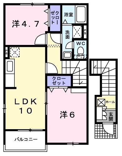 ポーレサンピーチ(2LDK/2階)の間取り写真