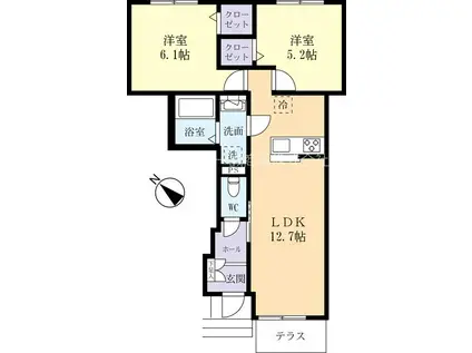 サンボナール(2LDK/1階)の間取り写真