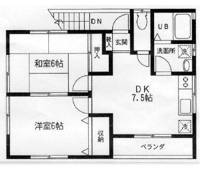 レジデンス阿藤(2DK/1階)の間取り写真