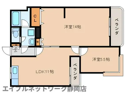 ファミール辰起(2LDK/1階)の間取り写真