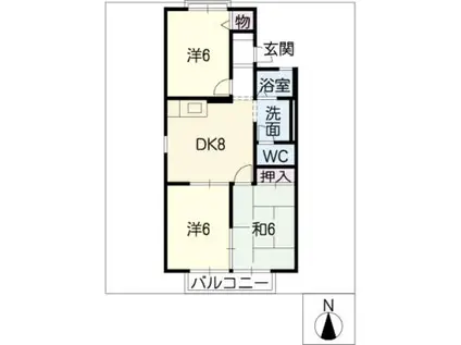ボナールMUSUBU 南棟(3DK/2階)の間取り写真