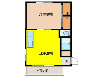 村路マンション(1LDK/2階)の間取り写真