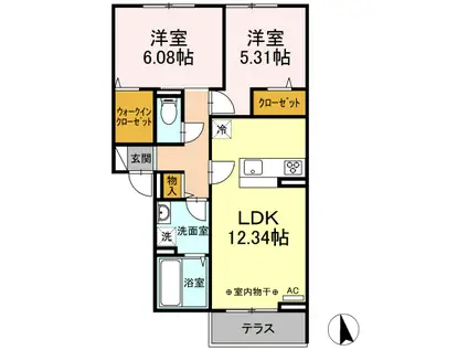 アルタフォーレ(2LDK/1階)の間取り写真