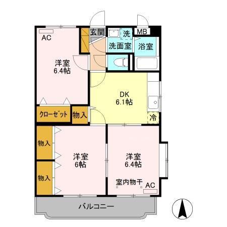 ユーミー信豊(3DK/3階)の間取り写真