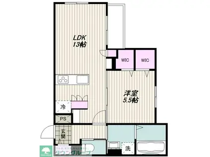坂戸2丁目メゾン(1LDK/1階)の間取り写真