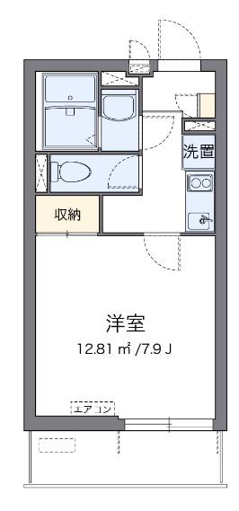 クレイノ帰燕館(1K/2階)の間取り写真