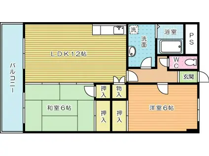 SOLANA足原(2LDK/4階)の間取り写真