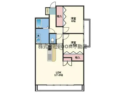フローリッシュ 広呂原(2LDK/4階)の間取り写真