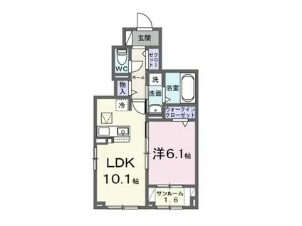 リヒトミューレ(1LDK/1階)の間取り写真