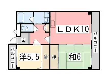コーポラスピーチ(2LDK/1階)の間取り写真
