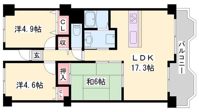 シャトゥ・ブランシェ(3LDK/10階)の間取り写真