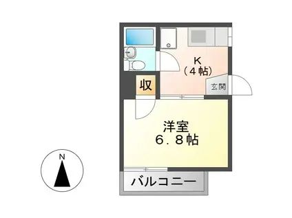 フォーブル柳原(1K/2階)の間取り写真