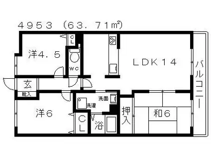 ベルメゾン道明寺(3LDK/1階)の間取り写真