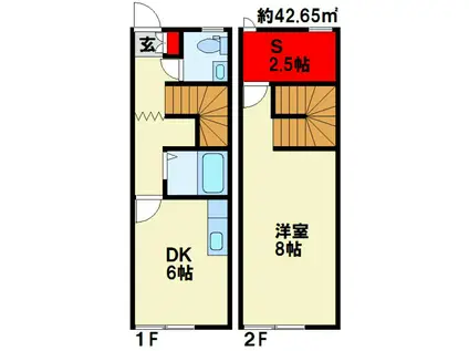 キューブ小倉(1SDK/1階)の間取り写真