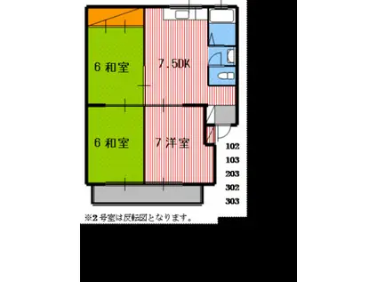 パールハイツ(3DK/3階)の間取り写真