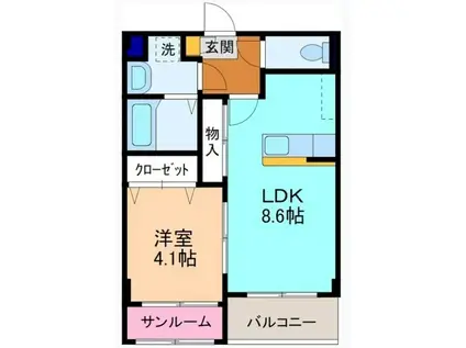 CALA ROSSO(1LDK/3階)の間取り写真