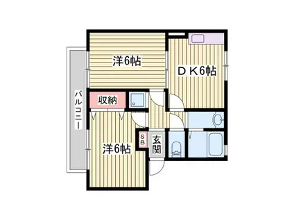 ハイカムール垂水(2DK/1階)の間取り写真