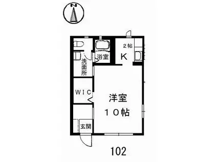 エトワール大松(1K/1階)の間取り写真