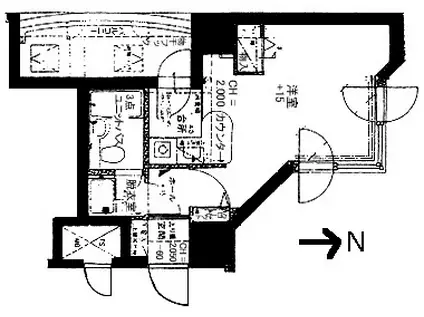 ライオンズマンション植物園第2(ワンルーム/2階)の間取り写真
