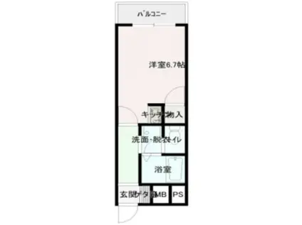 ファーストタウンパートI(ワンルーム/4階)の間取り写真