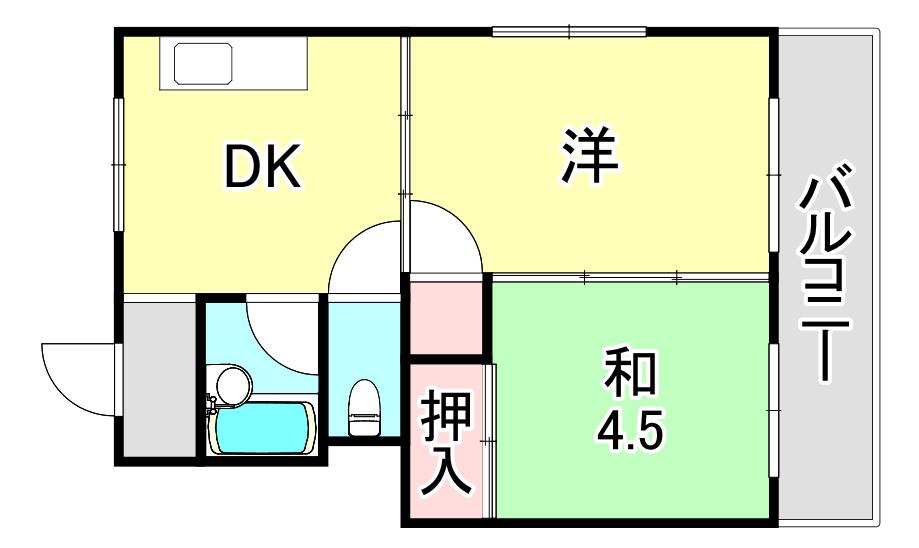 中山手ビル(2DK/3階)の間取り写真