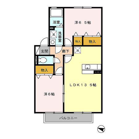 ヴェルドミール・大山(2LDK/2階)の間取り写真