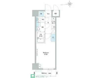 ミリア・レジデンス浅草橋(1K/7階)の間取り写真