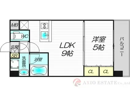 CITY SPIRE西中島(1LDK/7階)の間取り写真