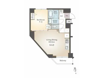GENOVIA新御徒町SKYGARDEN(1LDK/5階)の間取り写真