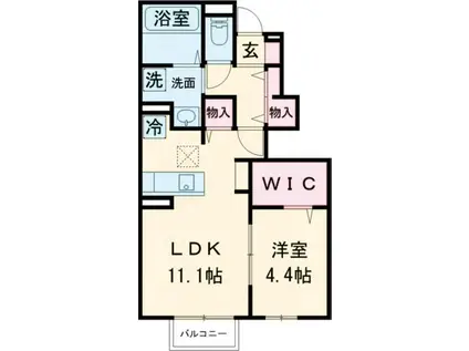 ドゥ・マリアージュIII(1LDK/1階)の間取り写真