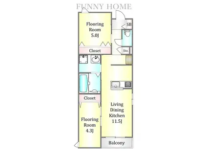 マイ・ピヌス(2LDK/2階)の間取り写真