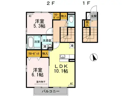 CASA M II(2LDK/2階)の間取り写真