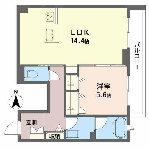 シャーメゾン光(1LDK/2階)の間取り写真