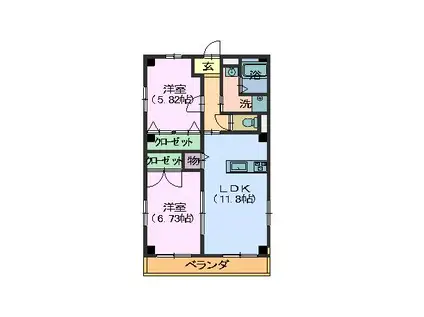 グリーン本山(2LDK/2階)の間取り写真