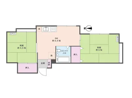 メルハイム石川台(2K/1階)の間取り写真