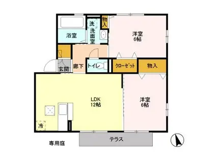 ウインド東海岸(2LDK/2階)の間取り写真