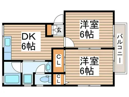 ヒルズメゾン南流山(2DK/2階)の間取り写真