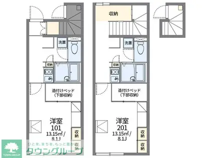 レオパレスエクレール(1K/1階)の間取り写真