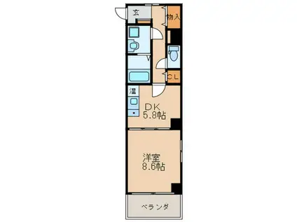 音羽壱番館(1DK/8階)の間取り写真