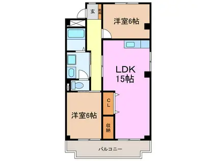 メゾンWITH(2LDK/3階)の間取り写真