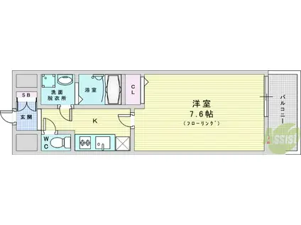 レジデンス塚本クラージュ(1K/6階)の間取り写真