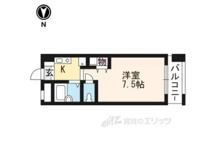 シェルマンション(1K/6階)の間取り写真