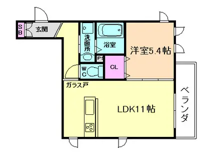 ラルジュ メゾン(1LDK/3階)の間取り写真