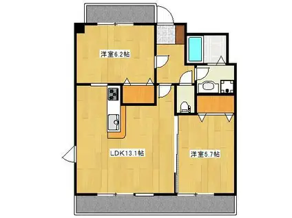 クロノス30新町II(2LDK/4階)の間取り写真