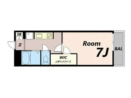 リバーウエスト A(1K/3階)の間取り写真