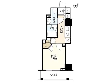 クレヴィアタワー池田山(1K/4階)の間取り写真
